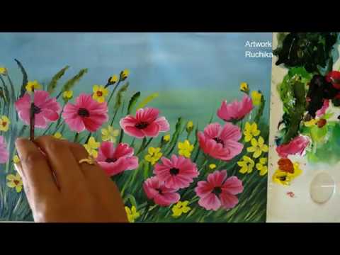 Flower Garden Painting | Time Lapse Painting