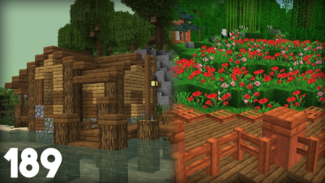 Simple starter fishing hut & flower garden! | Minecraft 1.14 Survival Lets Play