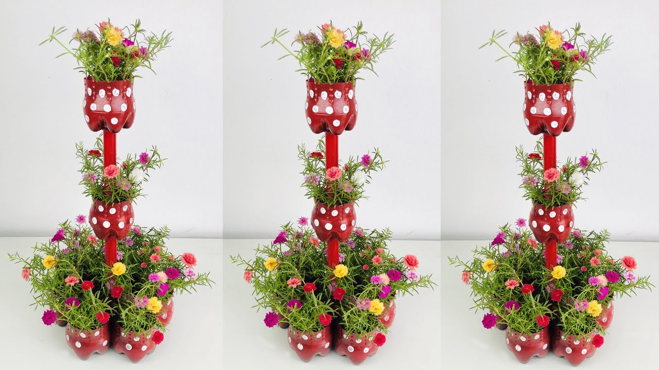 Gardening Ideas from Plastic Bottles, Recycle Plastic Bottles Into Beautiful Flower Tower For Garden