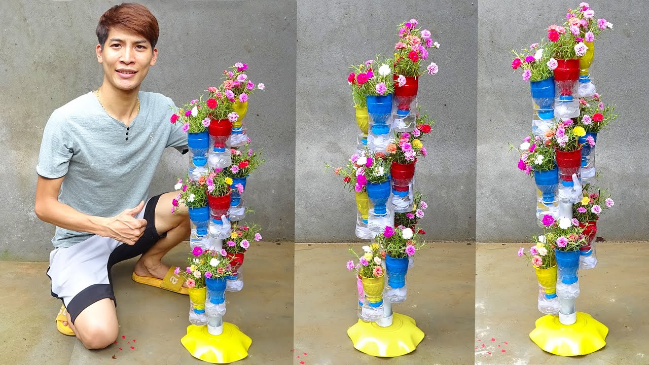 Tower Garden Ideas, Recycle Plastic Bottles into Vertical Spiral Flower Garden | T&B Garden